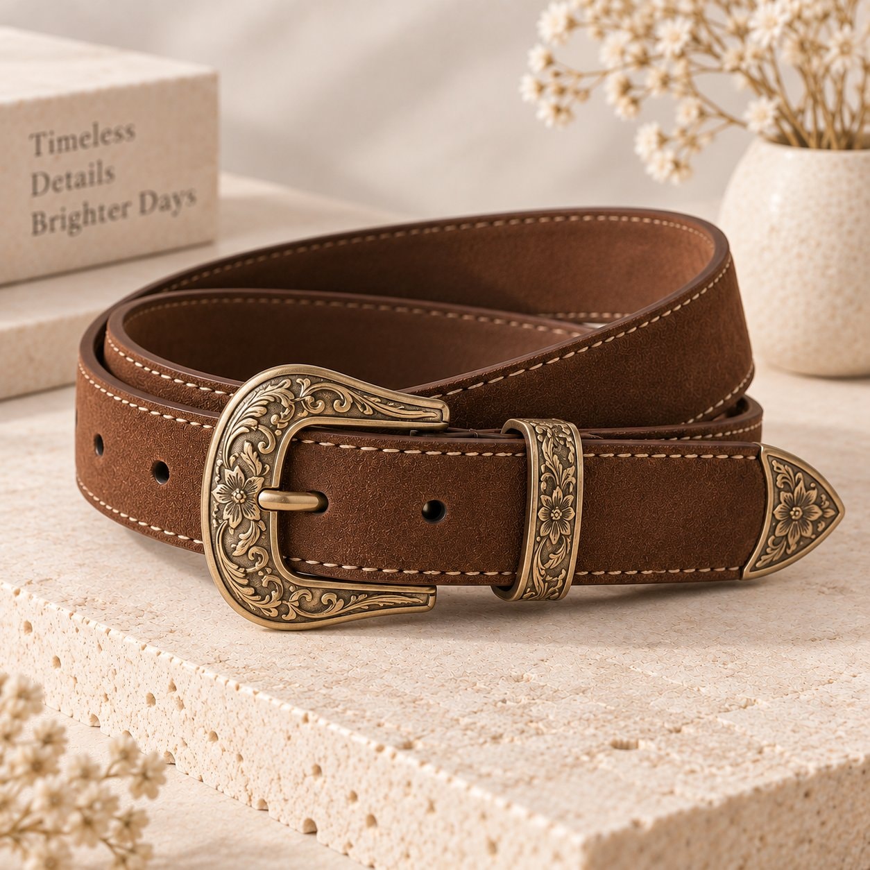 Western Floral Leather Belt