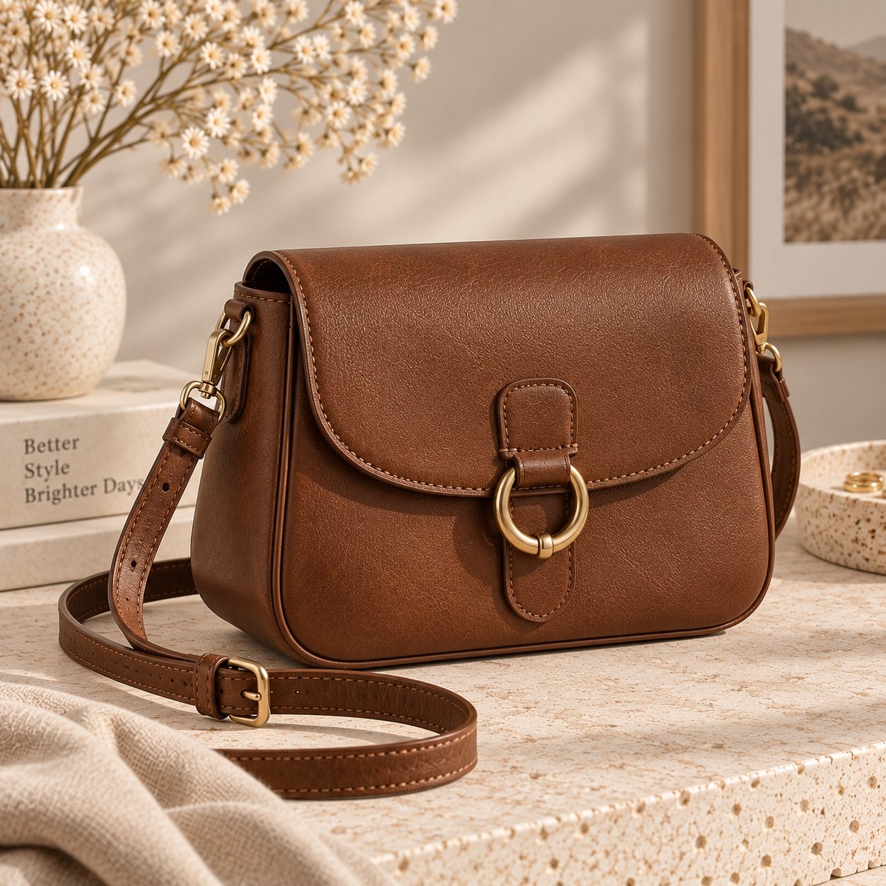 Vintage Leather Saddle Bag